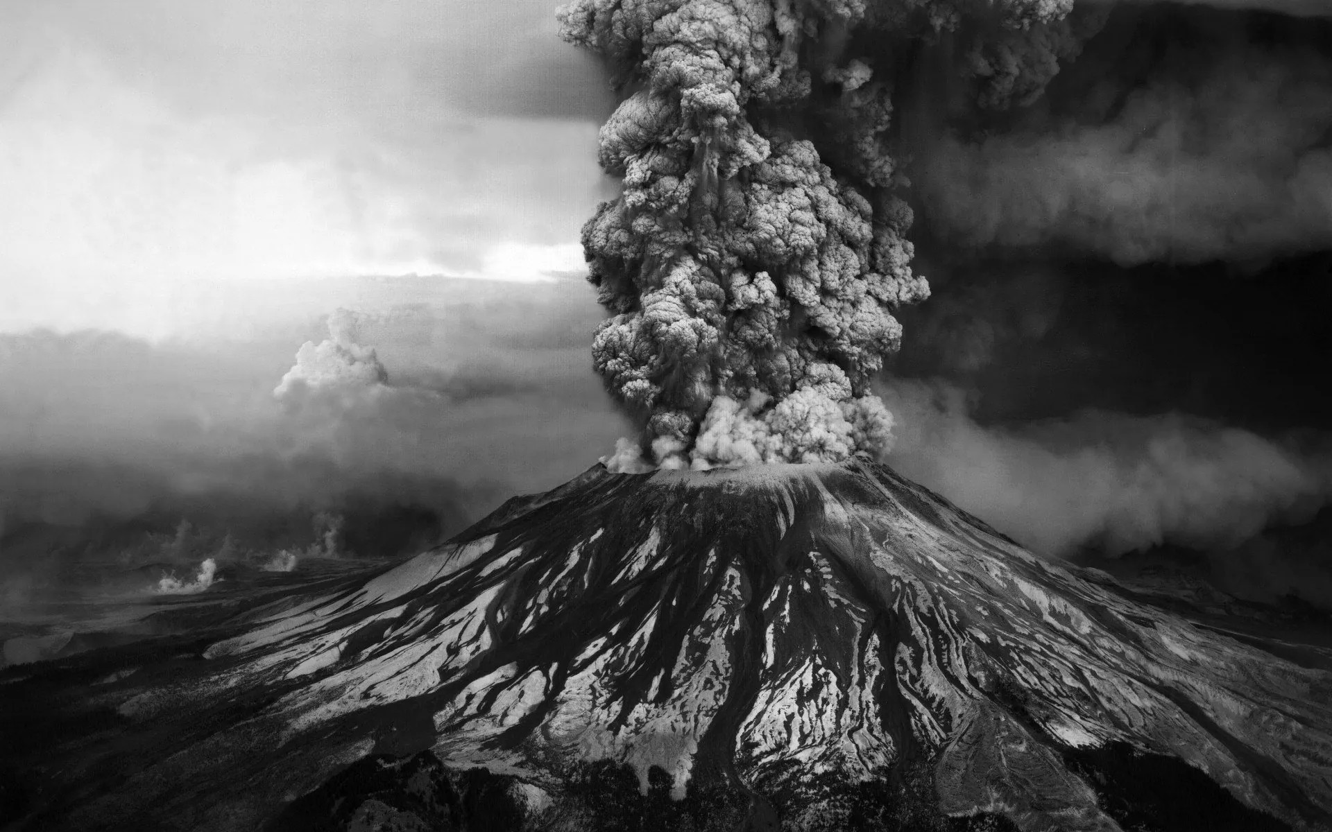 A volcano erupting